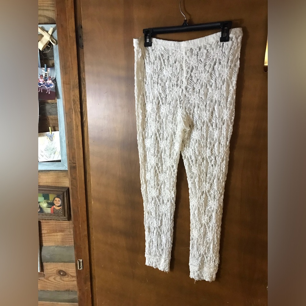Free People Cream Lace Leggings XL